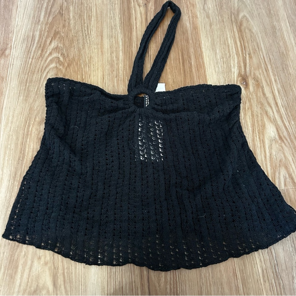 Black Crochet Halter Top